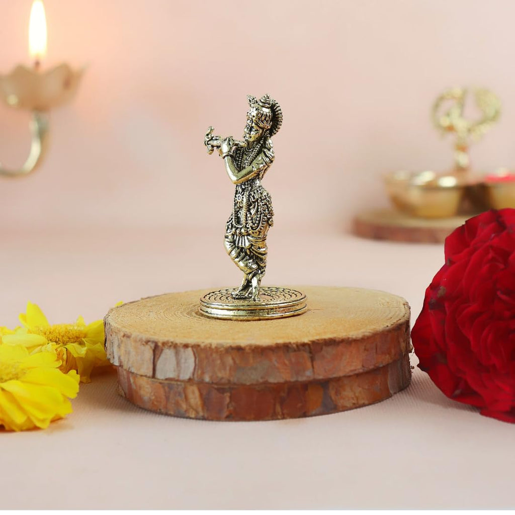 Lord Krishna Statue Playing Flute | 2.5 Inch | Idol Small | Murti | Kanha for Home Temple Puja | Murli Manohar | જય શ્રી કૃષ્ણ |