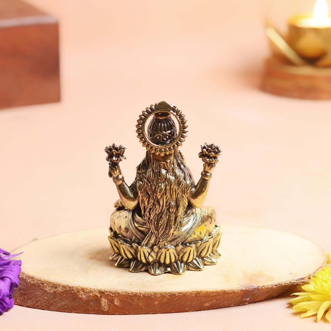 Brass Lakshmi Devi Idol | 3 Inch | Mata Murti | Pooja Room |