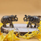 Brass Elephant Idol Pair | 1.5 Inch | Pack of 2 | Minature Statue for Good Luck | Feng Shui |