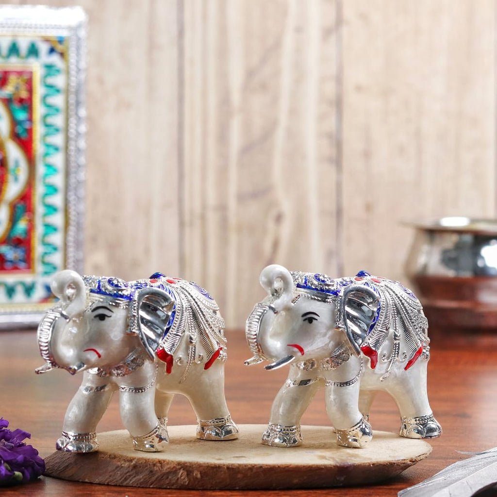 Elephant Statue for Good Luck | Set of 2-3.5 Inch | Gifts | Idol for Home | Decoration | Figurine |