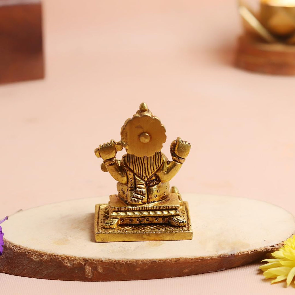Brass Saraswati Maa Idol | 3 Inch | Statue | Veena Vadini | Vasant Panchami | | Pital Ki Murti | Study Table |