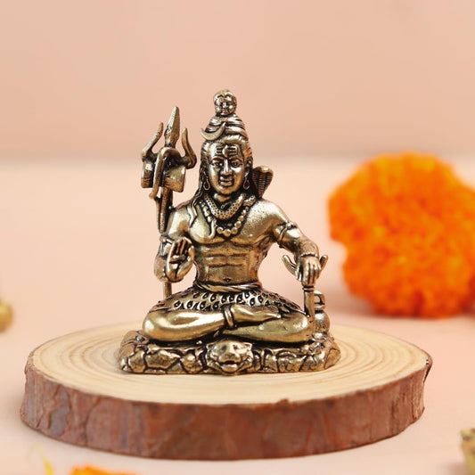 Small Brass Meditating Bholenath Murti - 2 Inch