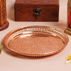 Pure Copper Pooja Plate | 7 Inch | Diwali Pooja Samagri |Thali for Puja | Mandhir Decoration Items |