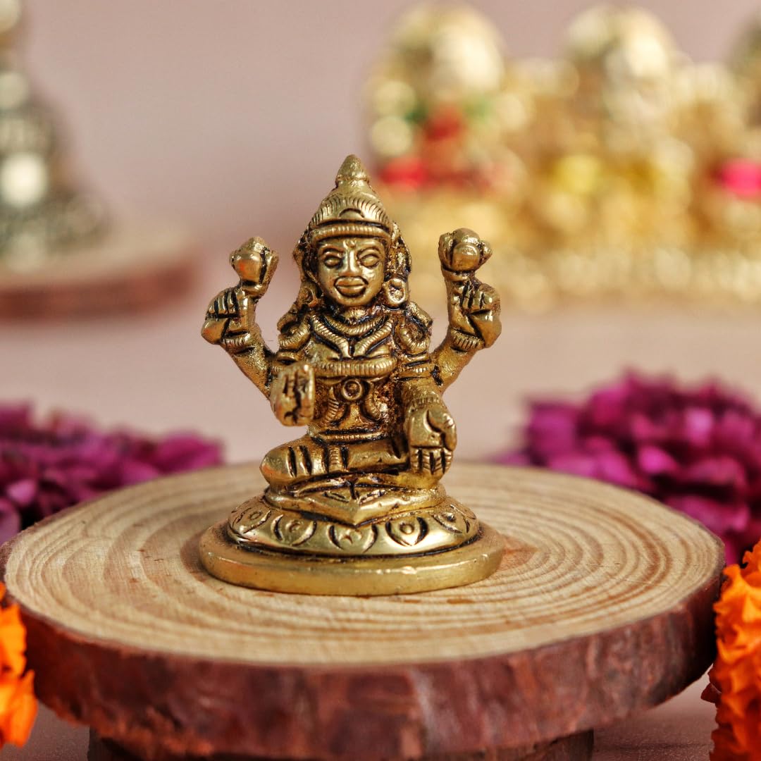 Brass Laxmi Ganesh Saraswati Murti | 2 Inch | Small Size Idol |  Pooja Room - Temple |