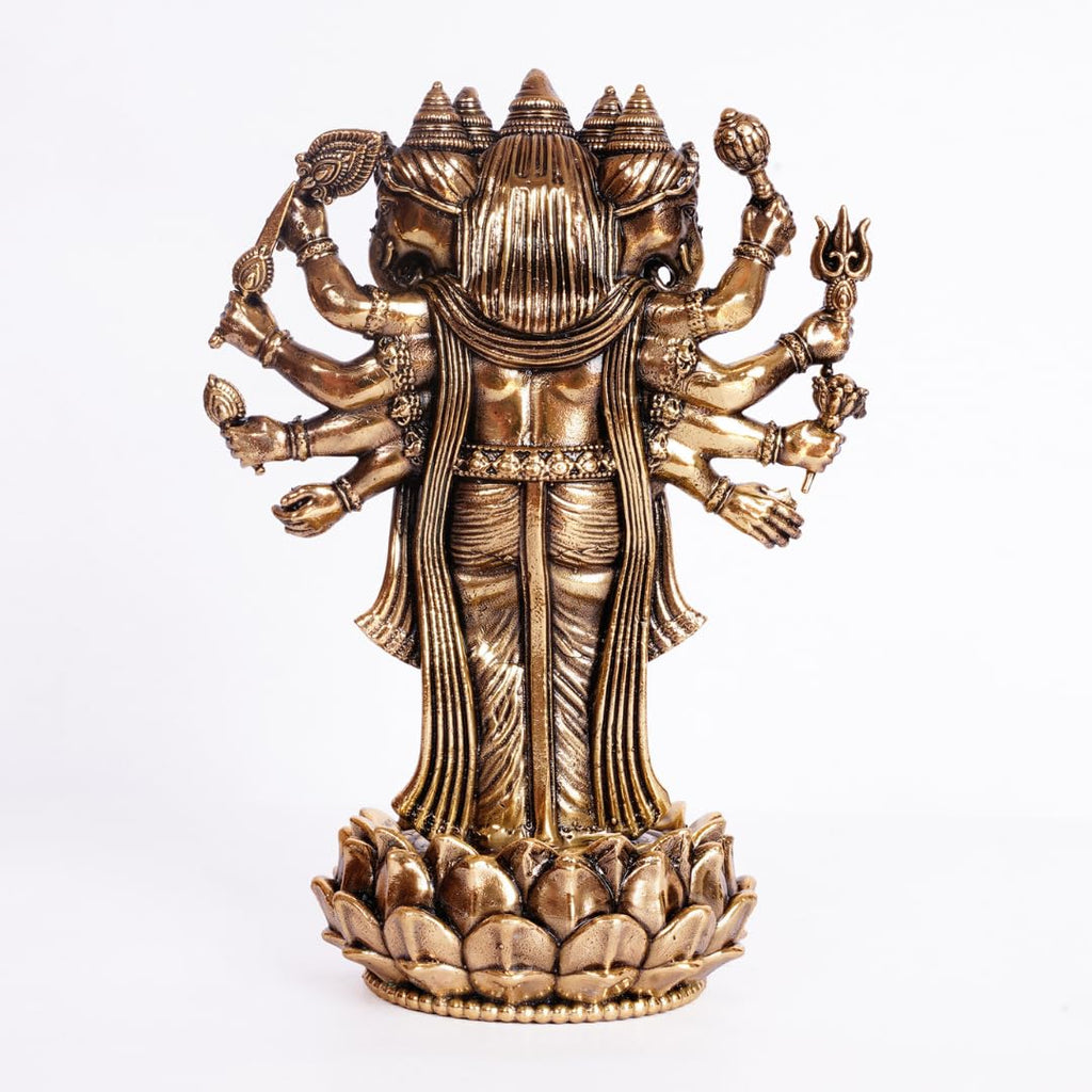 Brass Standing Panchmukhi Ganesh Idol | 6 Inch | Ganesha Murti | Home Temple | गणपति बप्पा मोरया |