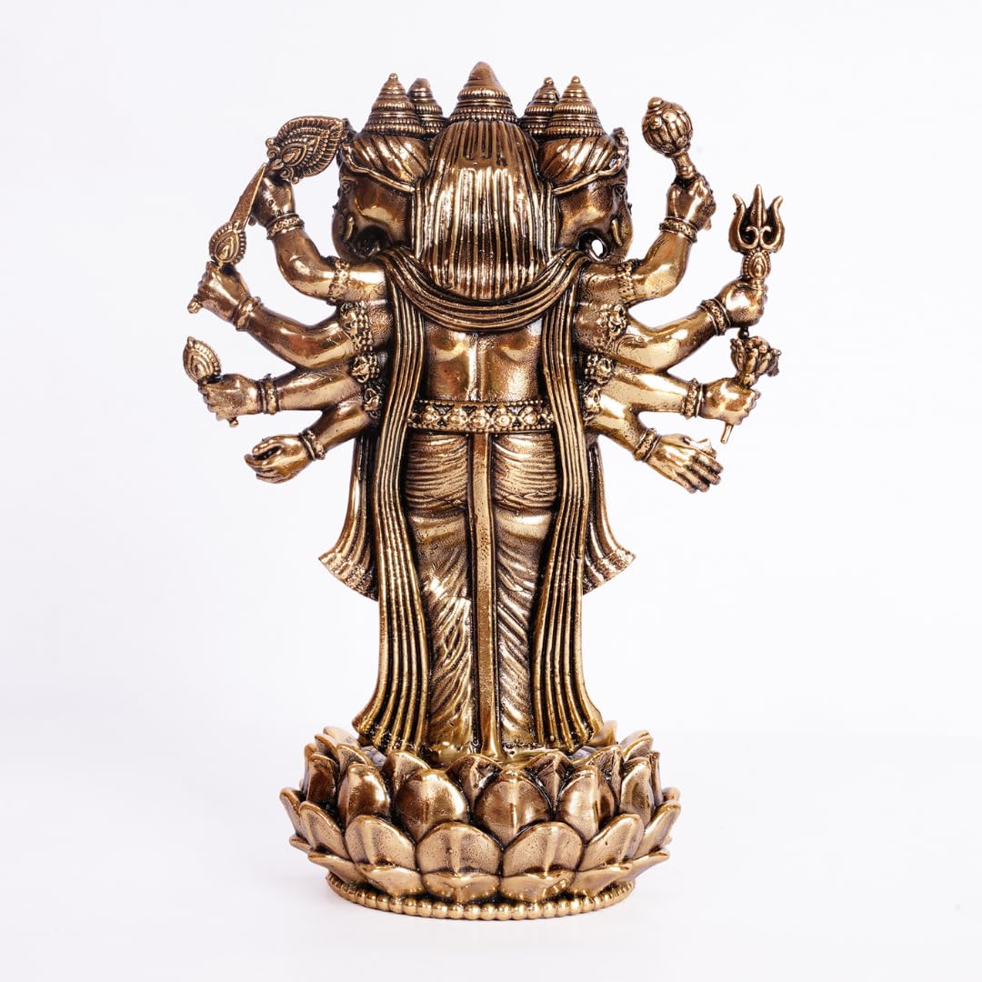 Brass Standing Panchmukhi Ganesh Idol | 6 Inch | Ganesha Murti | Home Temple | गणपति बप्पा मोरया |