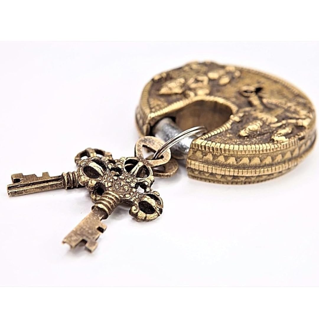 Brass Traditional Lakshmi Ganesh Lock - 3 Inch