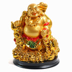 Golden Laughing Buddha for Gift | 4 Inch | Ingot | Feng Shui Decorative |