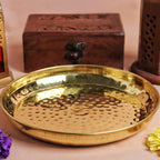 Pooja Thali Brass | 8 Inch | Pital Plate | | Hammered Design | for Pooja | Temple | | Aarti | Wedding |