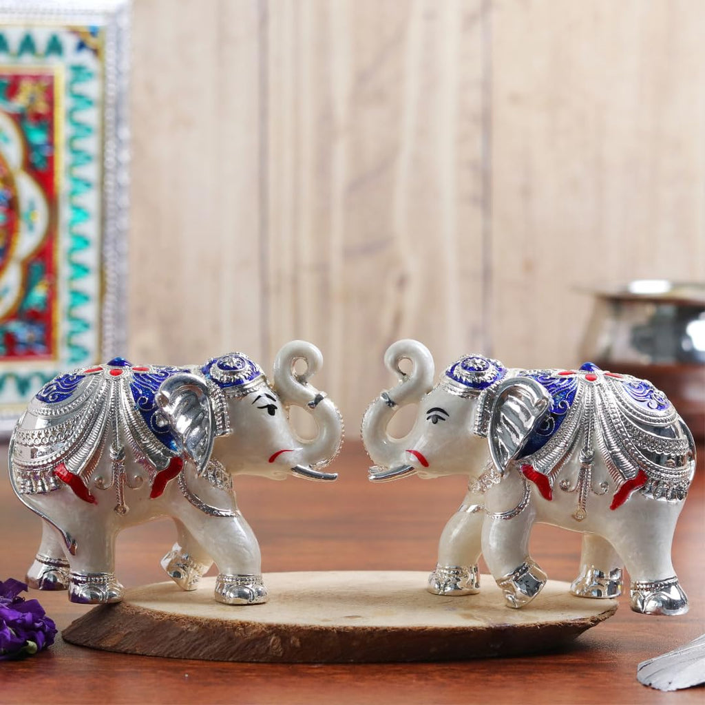 Elephant Statue for Good Luck | Set of 2-3.5 Inch | Gifts | Idol for Home | Decoration | Figurine |