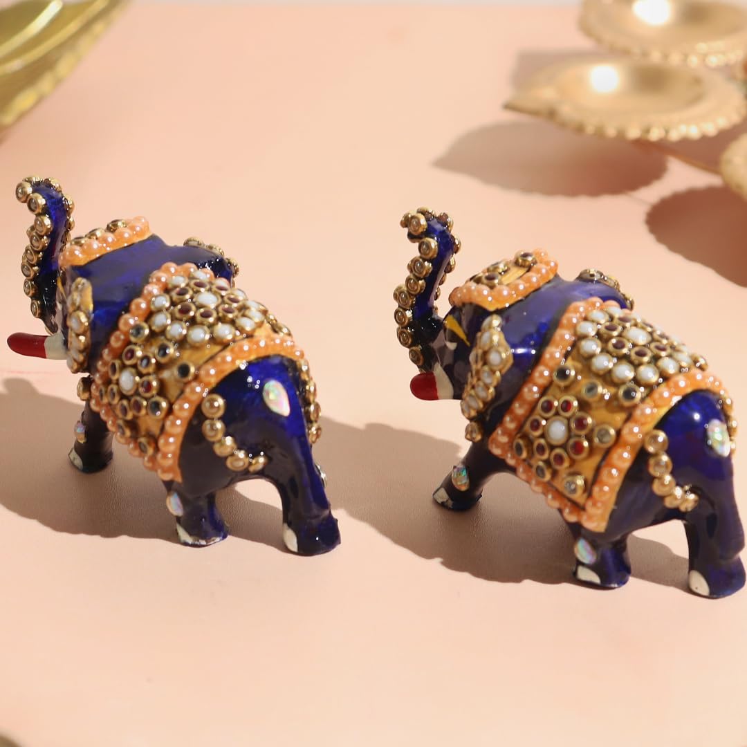 Elephant Statue for Good Luck - 2.5 Inch - 2 Pcs