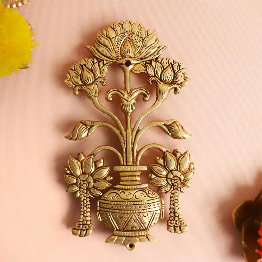 Brass Lotus Wall Hanging | 7 Inch | Wall Decor Items for Living Room |