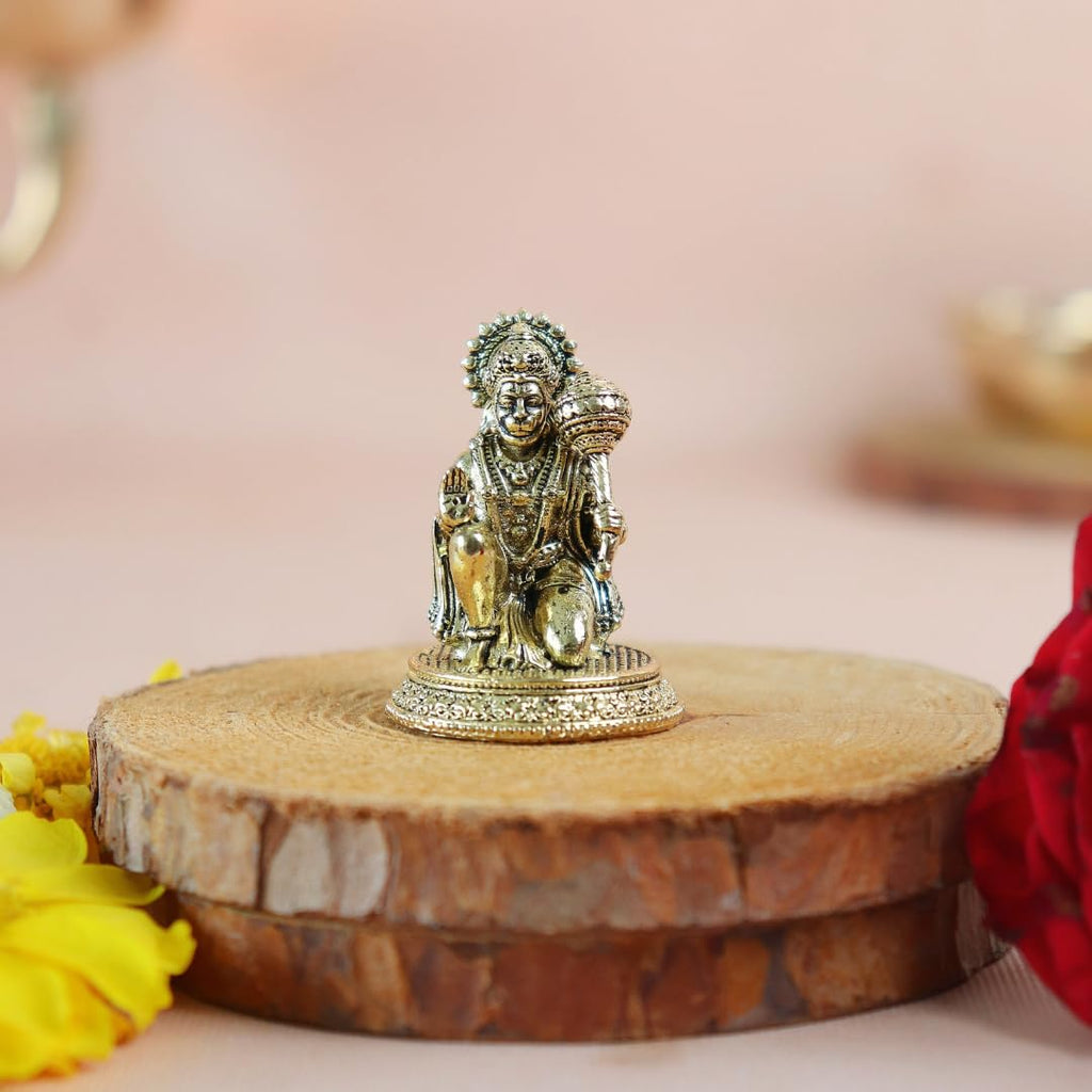 Small Brass Hanuman Idol | 1.5 Inch | Mini Lord Hanuman Ji Statue for Car | Bajrangbali Murti | Maruti Idol |