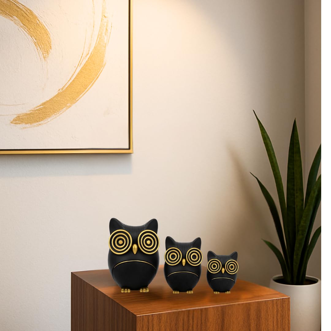 Owl Statue for Good Luck - Set of 3