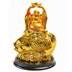 Laughing Buddha Idol on Arowana Fish | 4 Inch |