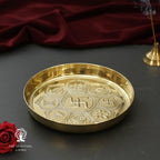 Brass Jain Astha mangal Pooja Plate | 5.5 Inch | Bhog Thali | Eight Auspicious Symbols |Pital |