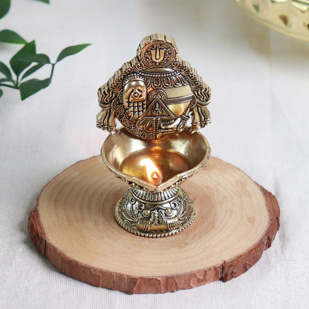 Brass Lord Balaji Diya | 3.5 Inch | Tirupati Balaji | Diya for Puja |  Deepam Kundulu | Venkateswara |
