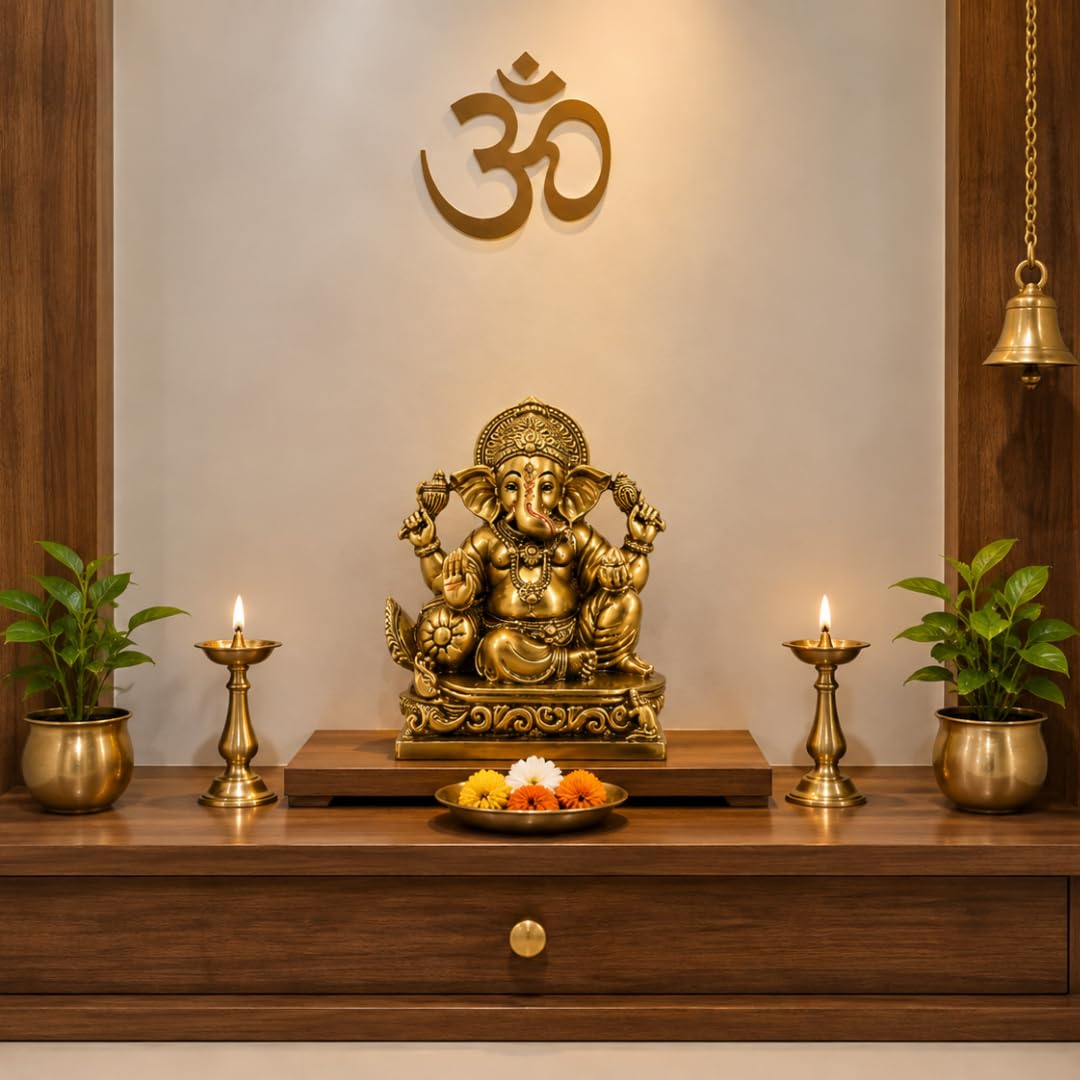 Resin Ganesha Idol | 5.5 Inch | Lord Ganpati Statue | Home Temple | Housewarming | Ganesh Chaturthi Gift | गणपति बप्पा मोरया |