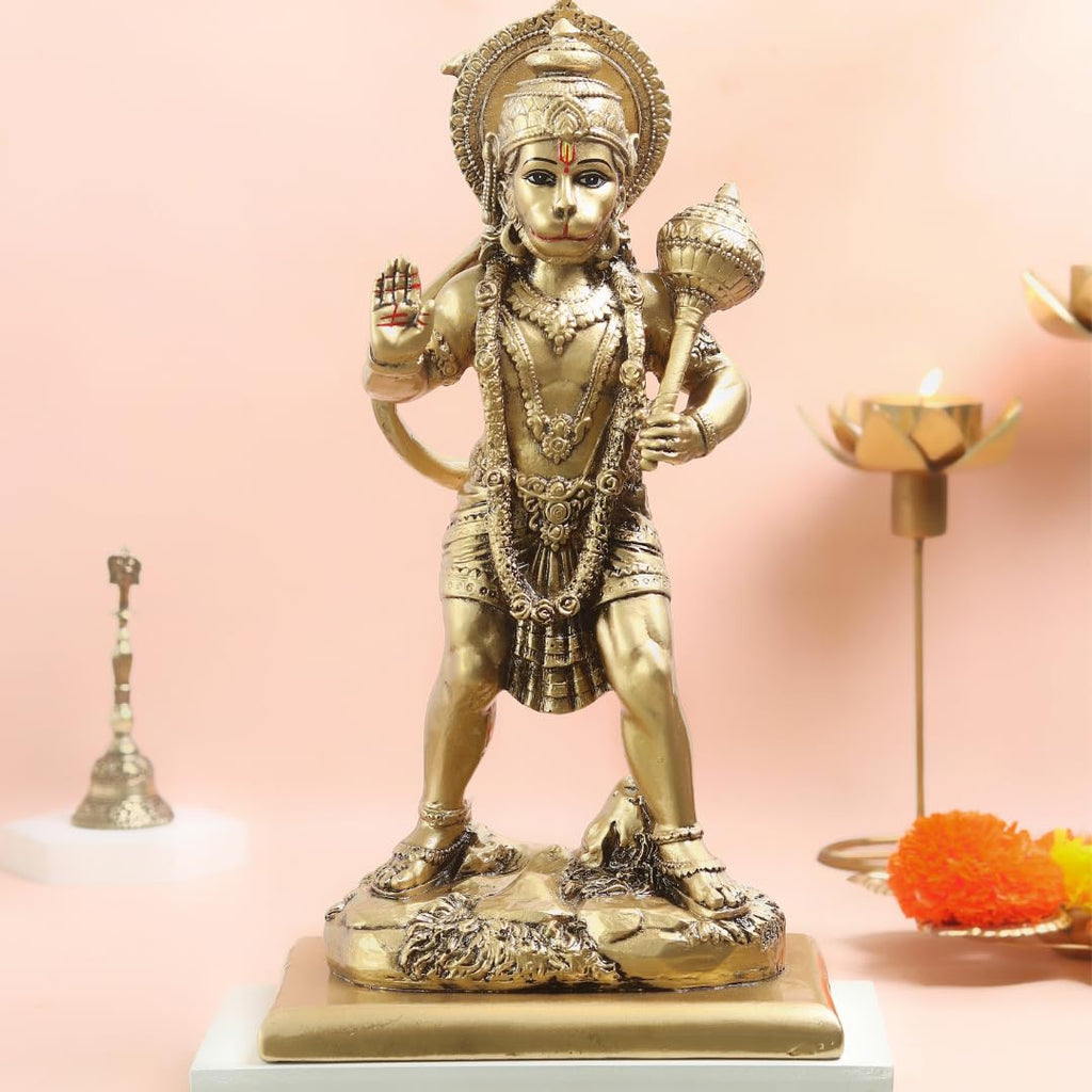 Resin Hanuman Ji Murti | 12 INCH | Big Statue |Bajrangbali Idol | Hanuman with Gada | Sankat Mochan Hanuman |