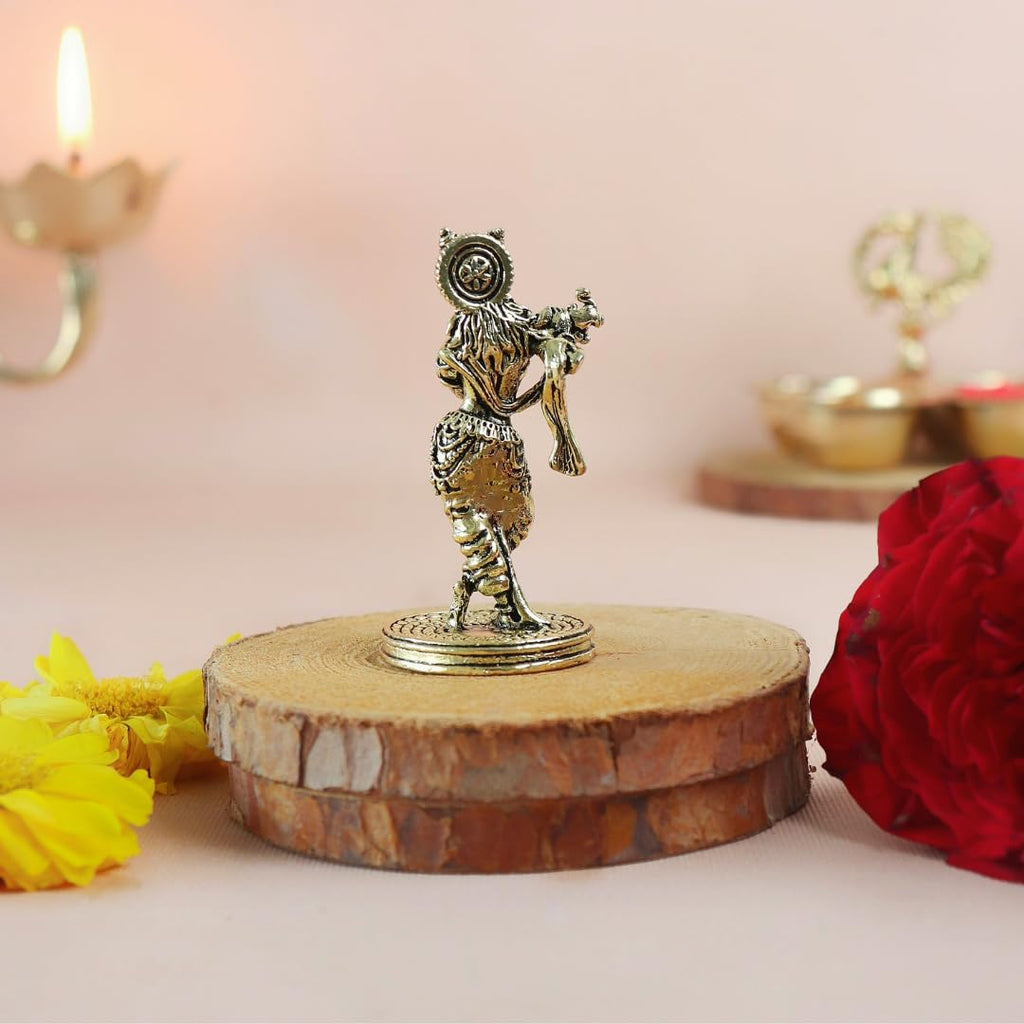 Lord Krishna Statue Playing Flute | 2.5 Inch | Idol Small | Murti | Kanha for Home Temple Puja | Murli Manohar | જય શ્રી કૃષ્ણ |
