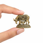 Brass Kamdhenu Cow with Calf Miniature | 1.5 Inch | Gau MATA Idol | Diwali Gift | कामधेनु |