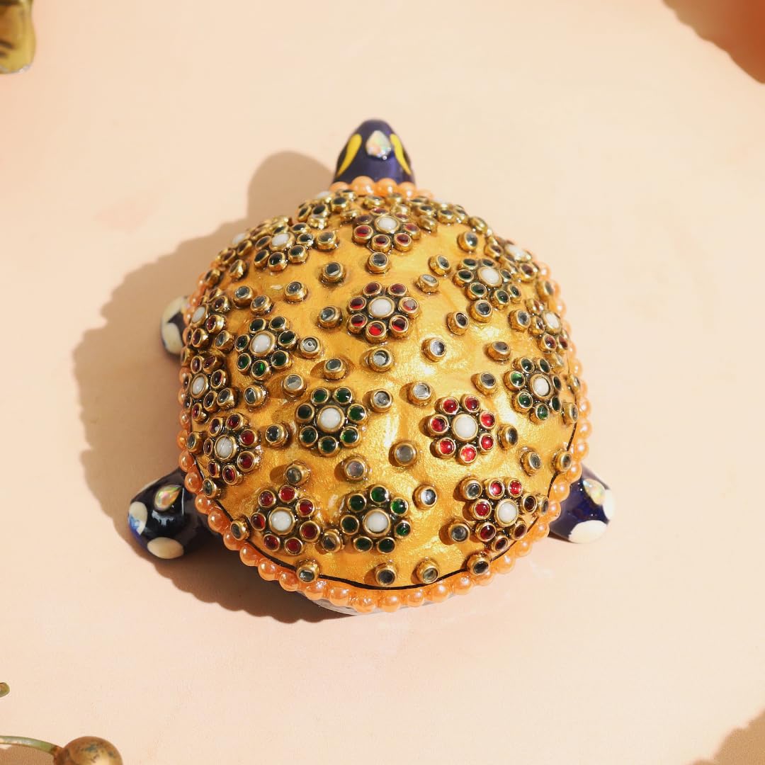 Meenakari Tortoise for Good Luck for Home - 3.5 Inch