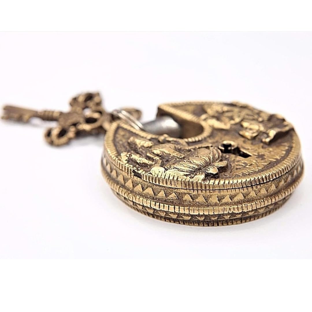 Brass Traditional Lakshmi Ganesh Lock - 3 Inch
