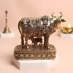 Nandi Idol Brass | 5 Inch | Pital Ka Gay Bachda | Big Size | Statue | Kamadhenu Cow with Engraved Gods and Goddesses | वास्तु उपाय |