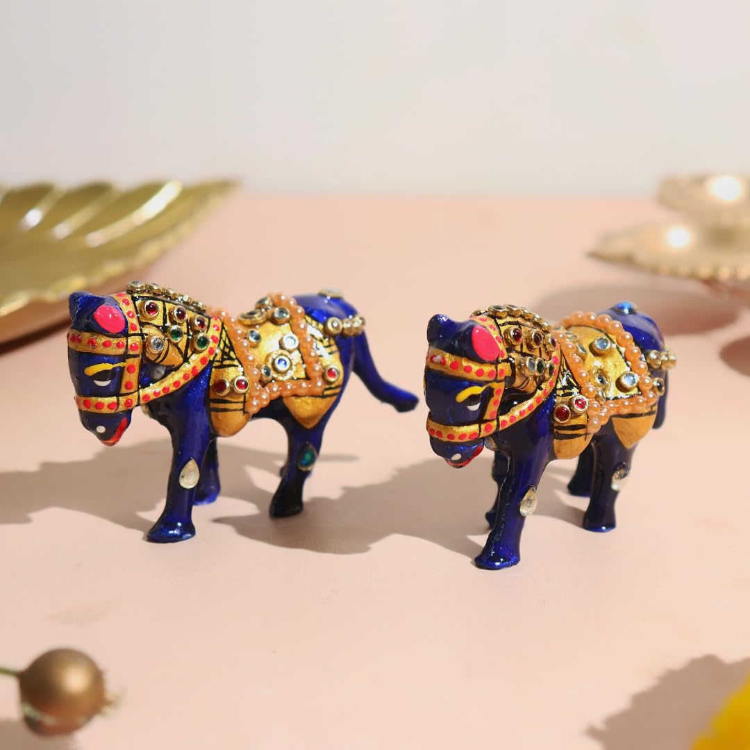 Meenakari Small Horse Animal Figurine - 2.5 Inch - 2 PCS