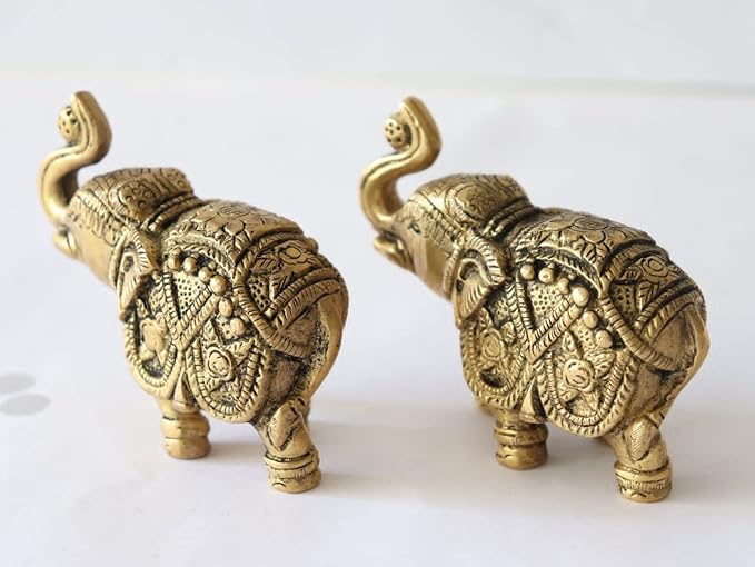 Brass Trunk Up Elephant Pair - 3inch - Pack of 2