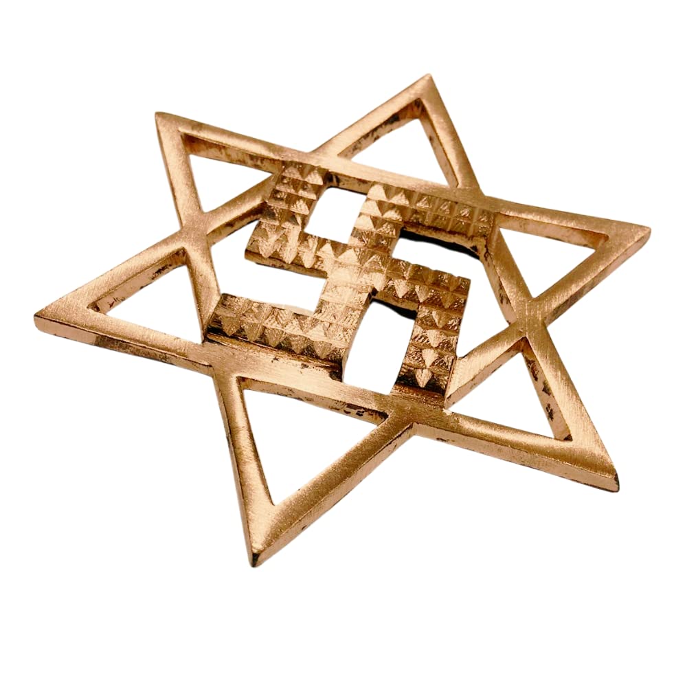 Copper Star Swastik Pyramid - 5.5 Inch