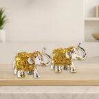 24k Silver & Gold Plated Elephant - 3 Inch - 2 Pcs