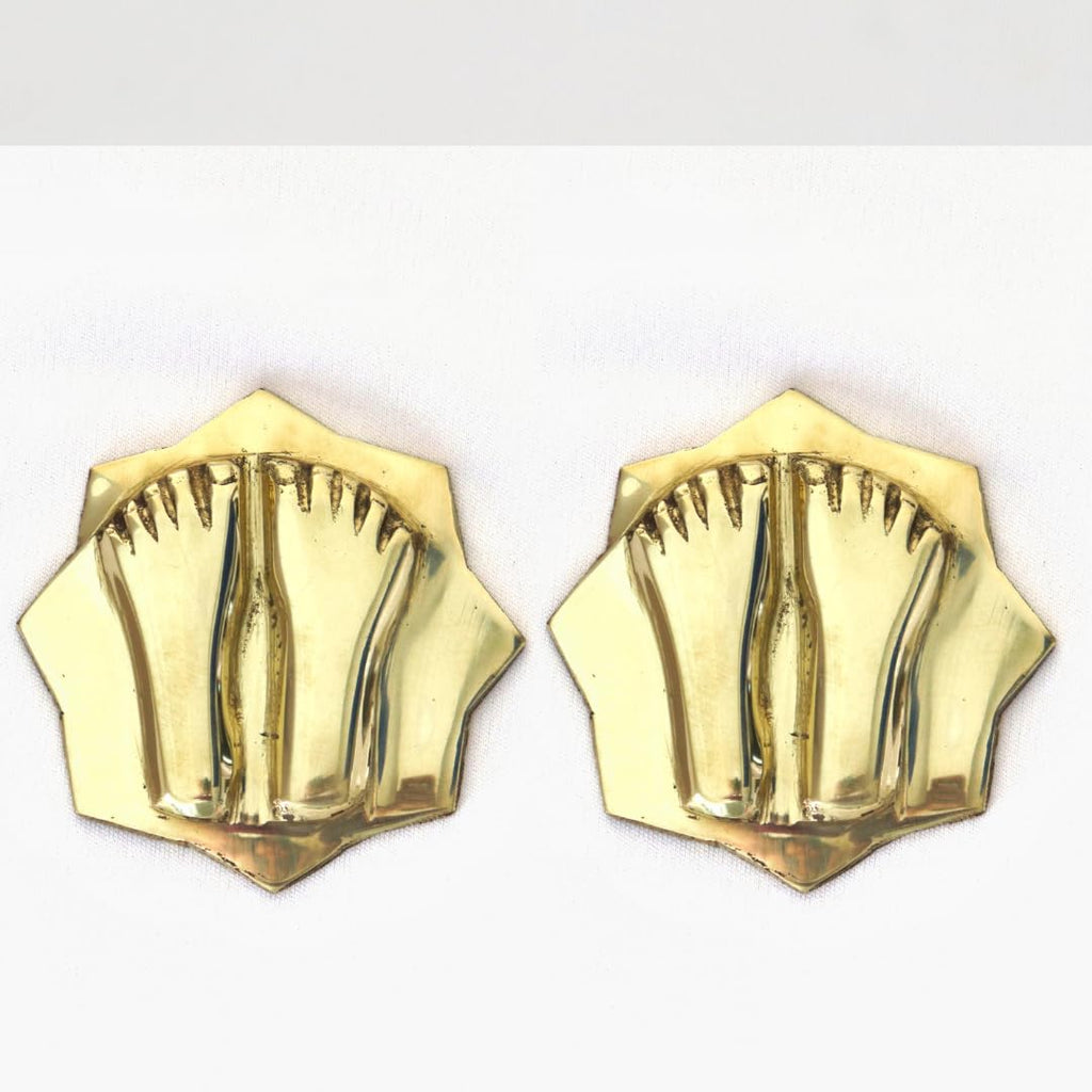 Brass Paduka for Puja | 2.75 Inch | Pooja | Laxmi Charan | Door |