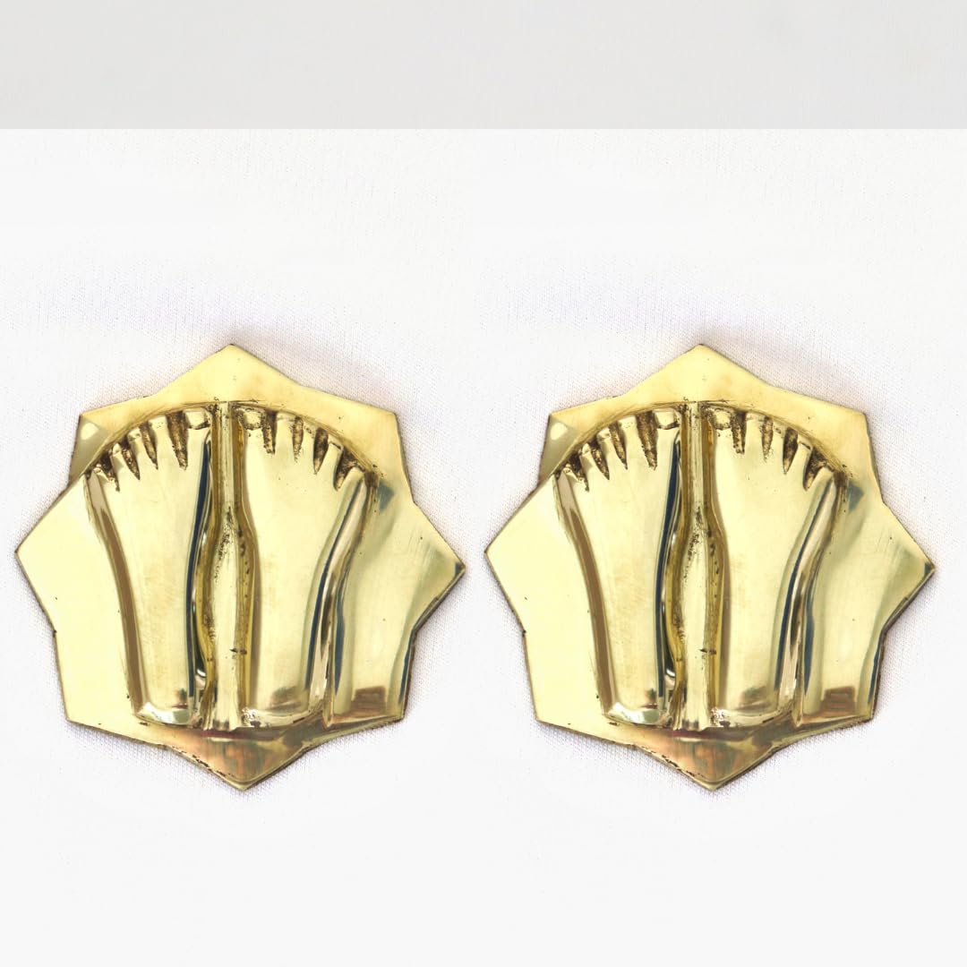 Brass Paduka for Puja | 2.75 Inch | Pooja | Laxmi Charan | Door |