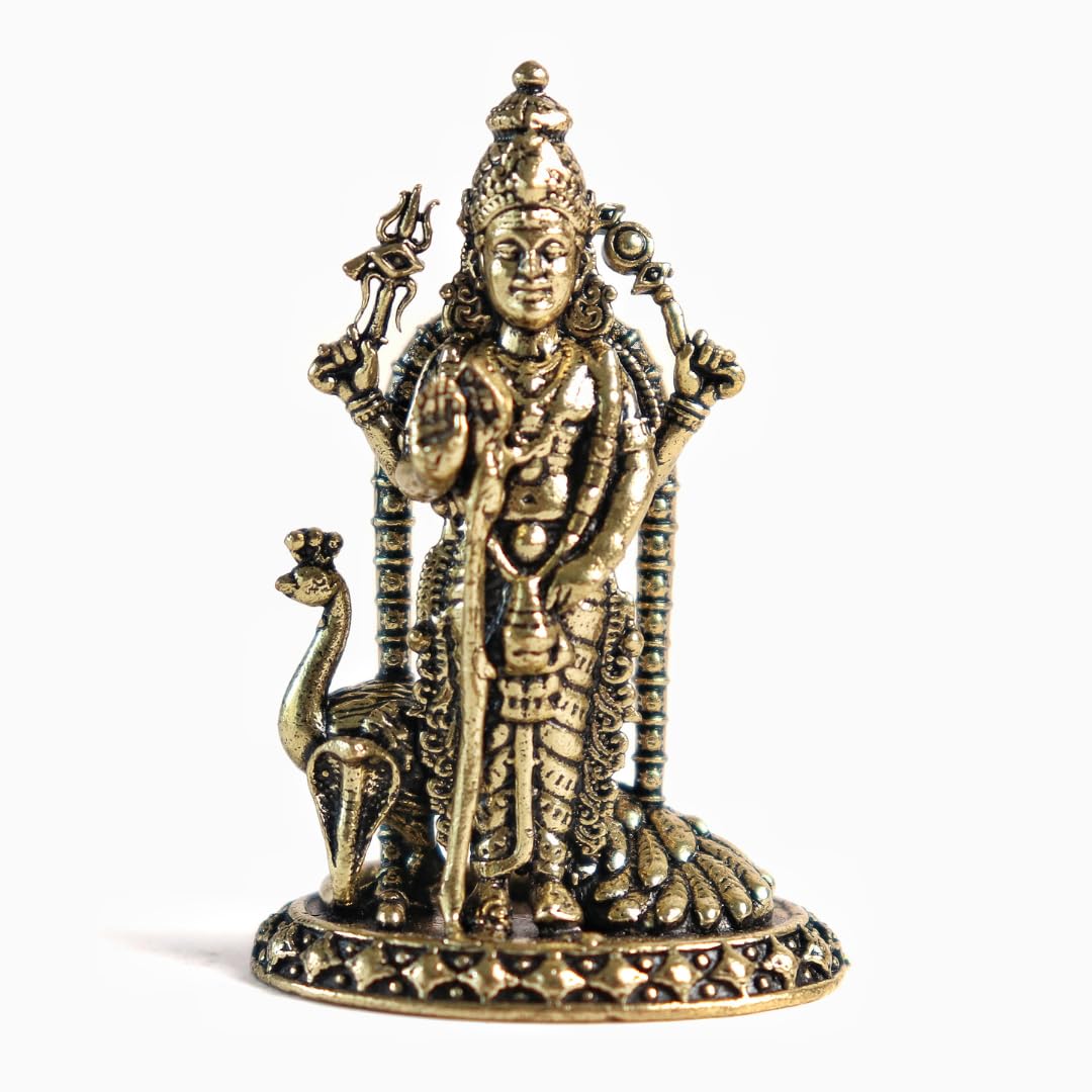 Brass Murugan Idol Mini | 2 Inch | Kartikeya Idol | Lord Kumaraswamy |