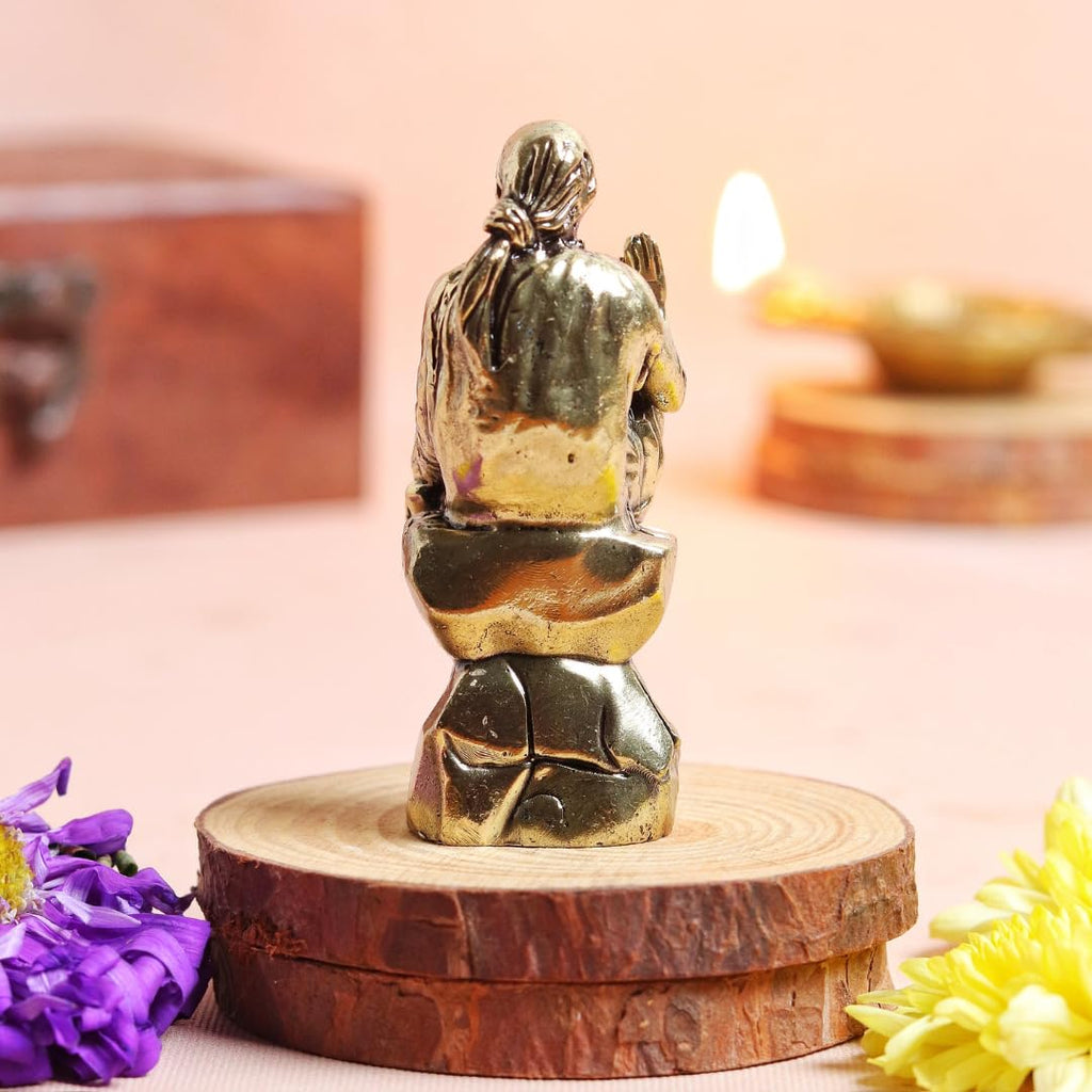 Brass Saibaba Idol for Pooja Room | 3 Inch |  | Shirdi Wale | साईं बाबा | | Sainath Figurine | Murti |