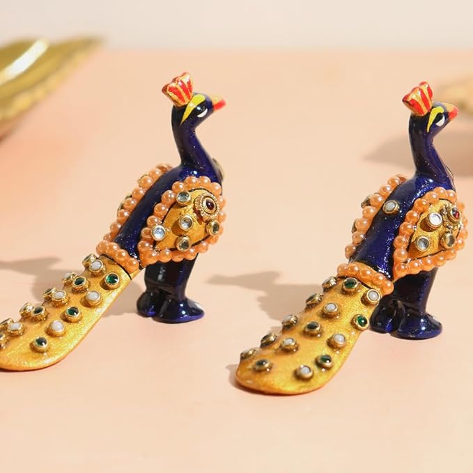 Peacock Decoration Items - 3 Inch - Pack of 2