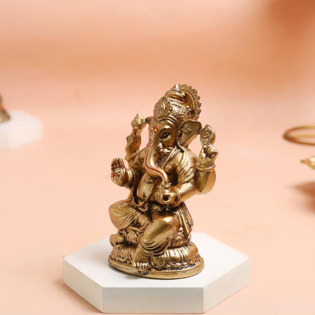 Resin Ganesha Idols | 4.5 Inch | Handmade Ganesh Murti | Idols for Home & Office |