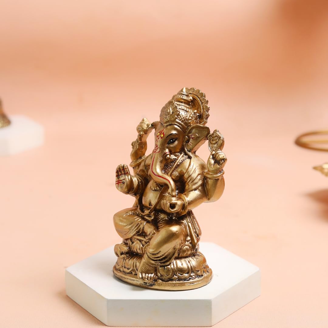 Resin Ganesha Idols | 4.5 Inch | Handmade Ganesh Murti | Idols for Home & Office |