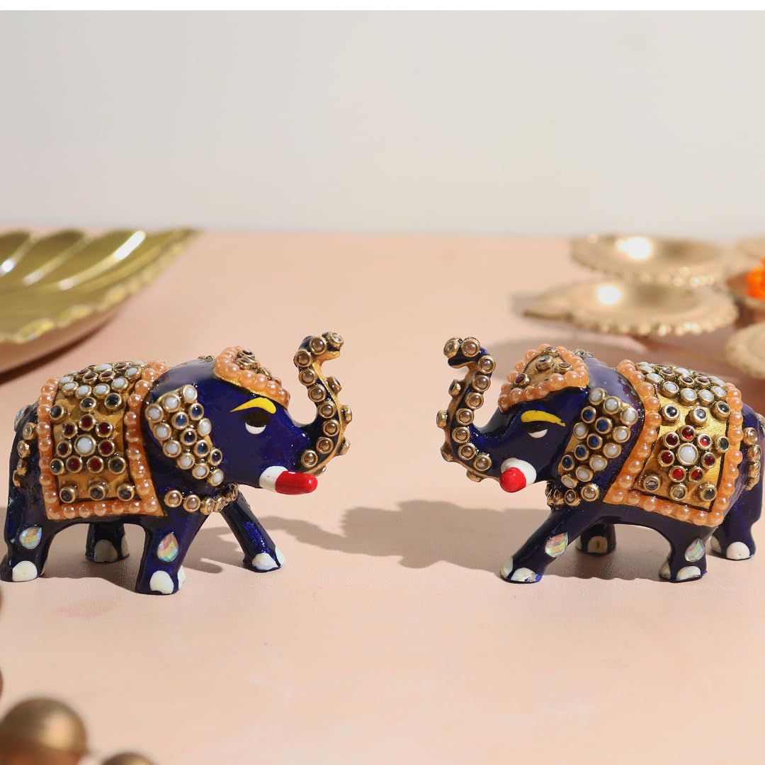 Elephant Statue for Good Luck - 2.5 Inch - 2 Pcs