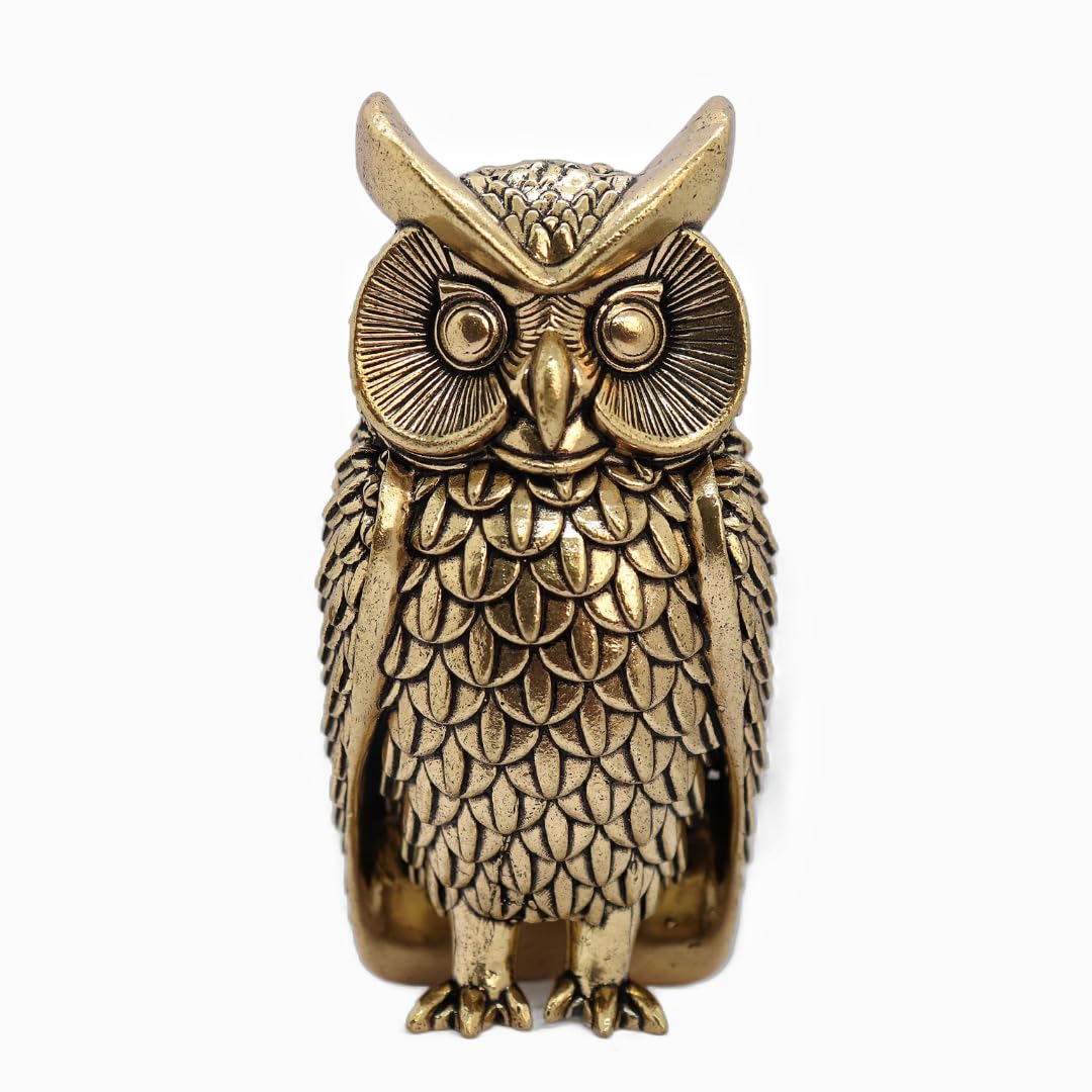 Brass Owl Statue for Good Luck - 3 Inch | Idol for Home Decor | Showpiece |