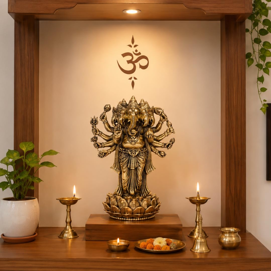 Brass Standing Panchmukhi Ganesh Idol | 6 Inch | Ganesha Murti | Home Temple | गणपति बप्पा मोरया |
