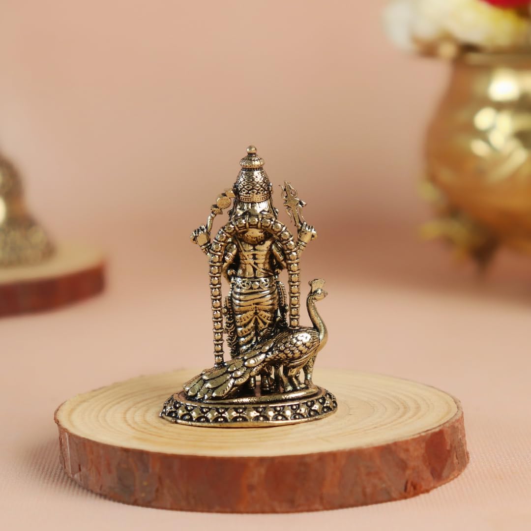 Brass Murugan Idol Mini | 2 Inch | Kartikeya Idol | Lord Kumaraswamy |
