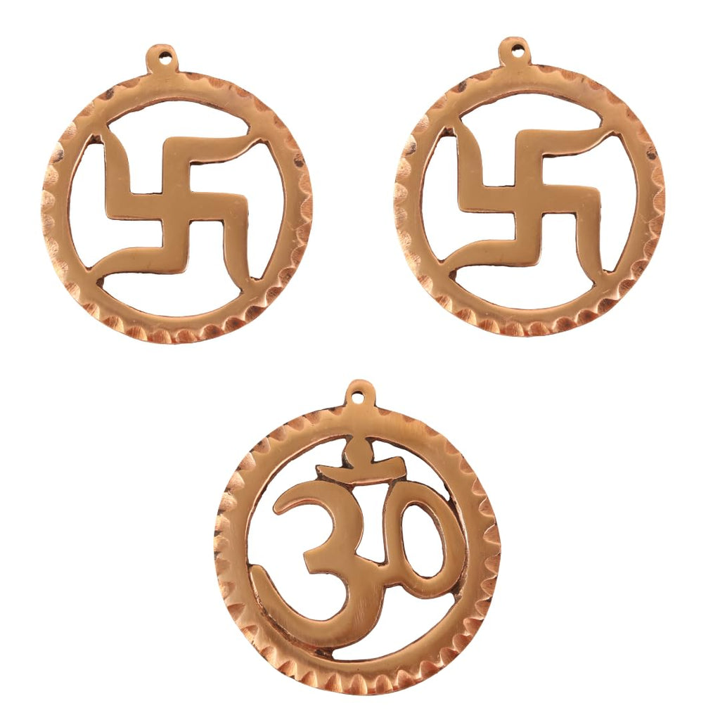 Pure Copper Swastik for Door Entrance for Vastu | 3 Inch | 卐 ॐ 卐 | Main Gate | Wall Decor Hanging