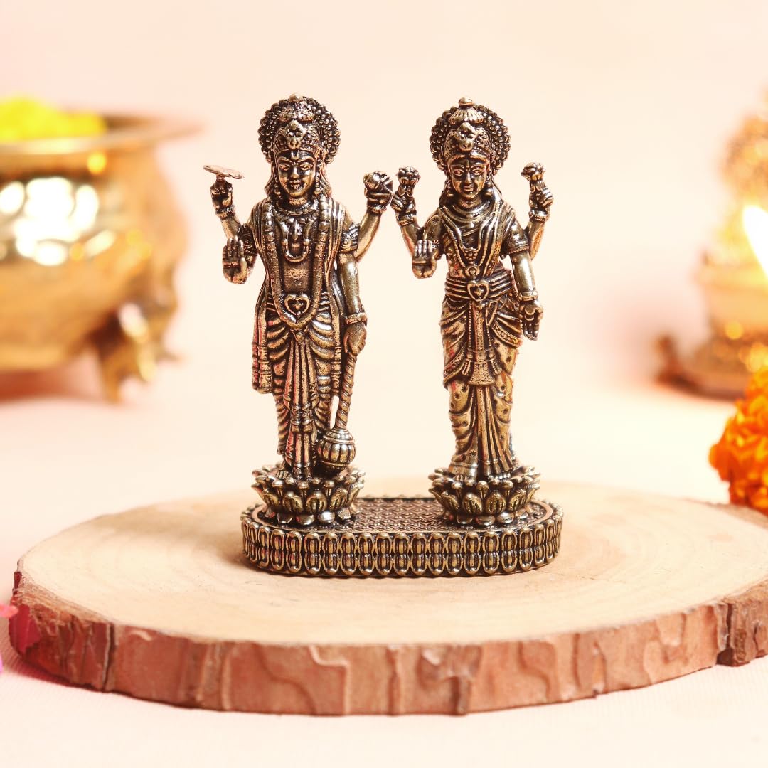 Brass Laxmi Narayan Murti | 3 Inch | Standing Idol | ലക്ഷ്മി നാരായണ വിഗ്രഹം