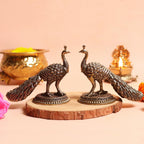 Elegant Brass Peacock Showpiece for Home Decor Living Room | 3.5 Inch | Pack of 2 |