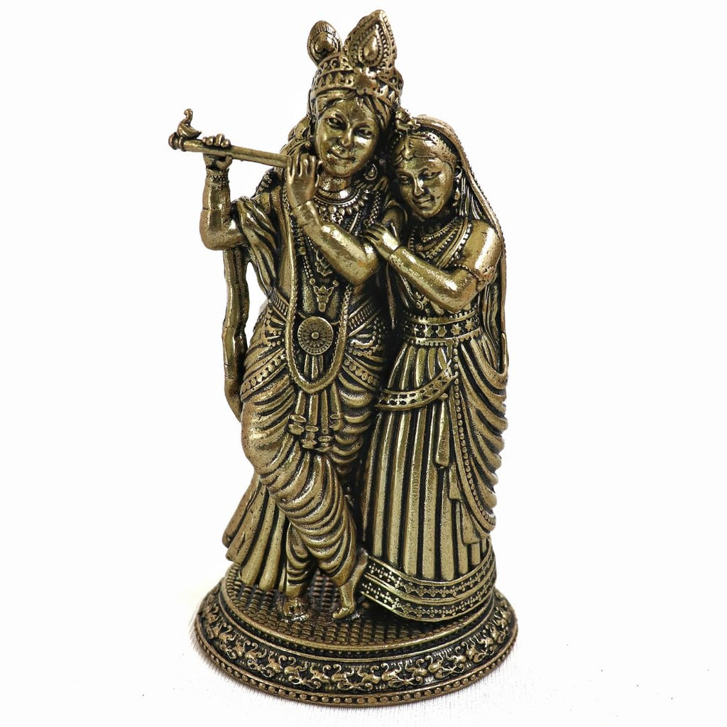 Brass Radha Krishna Statue - 4 Inch
