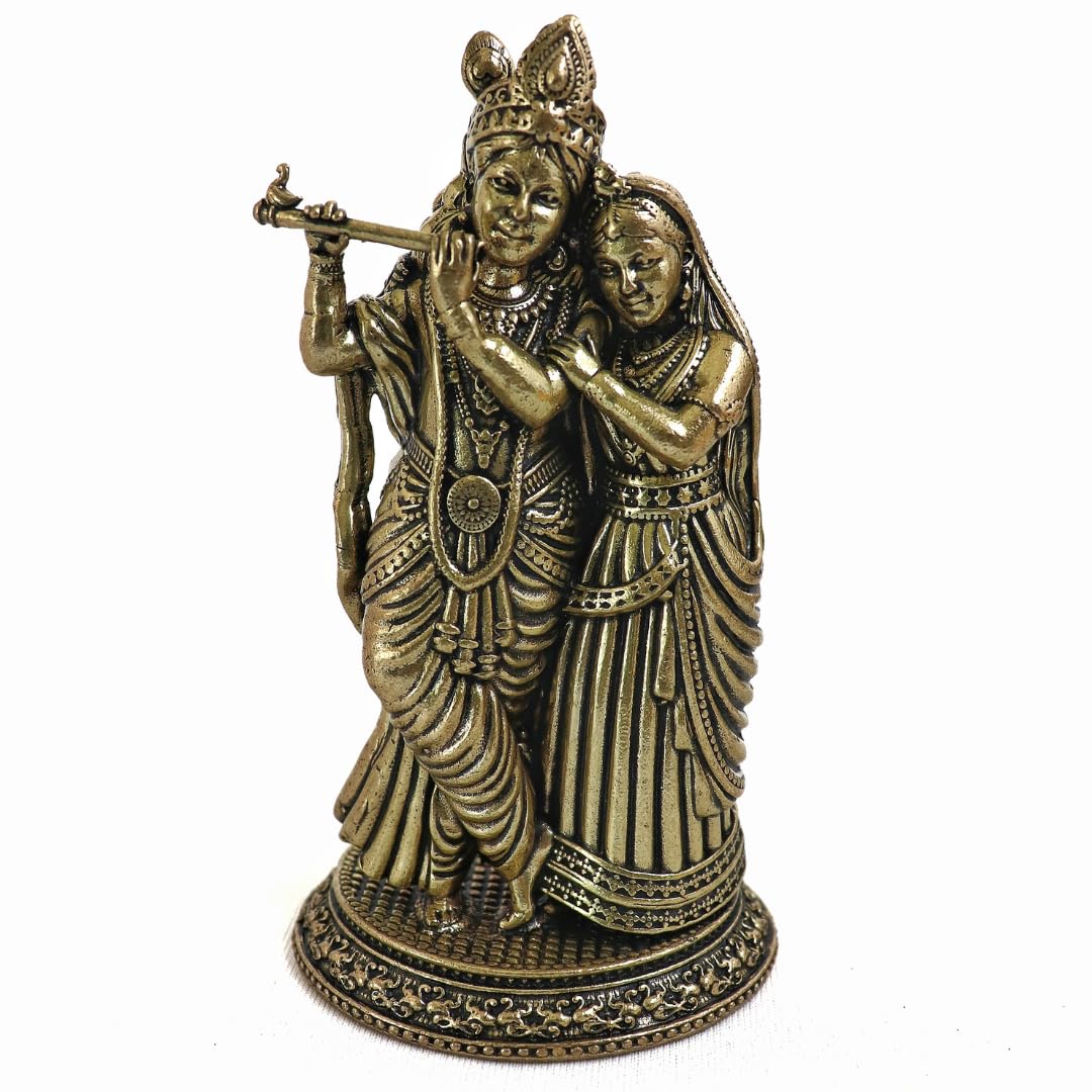Brass Radha Krishna Statue - 4 Inch