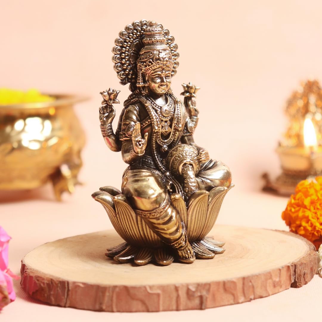 Laxmi Idol | 4 Inch | Lakshmi Devi Murti | Maa Laxmi | Brass |