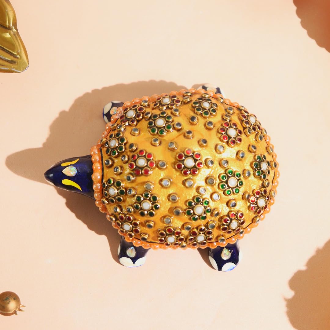 Meenakari Tortoise for Good Luck for Home - 3.5 Inch